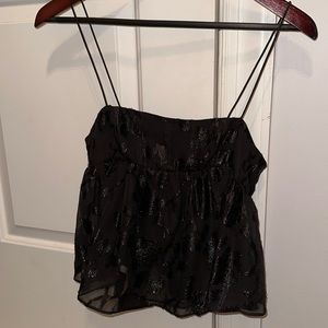 Urban Outfitters Black Sparkle Peplum Top